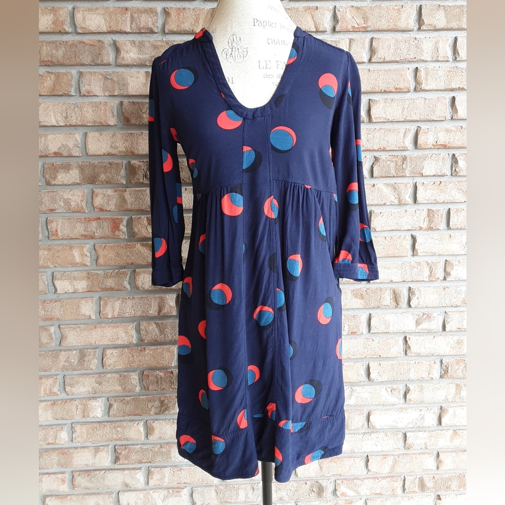 Boden Millie Print 3/4 Sleeve V-neck Tunic Dress.